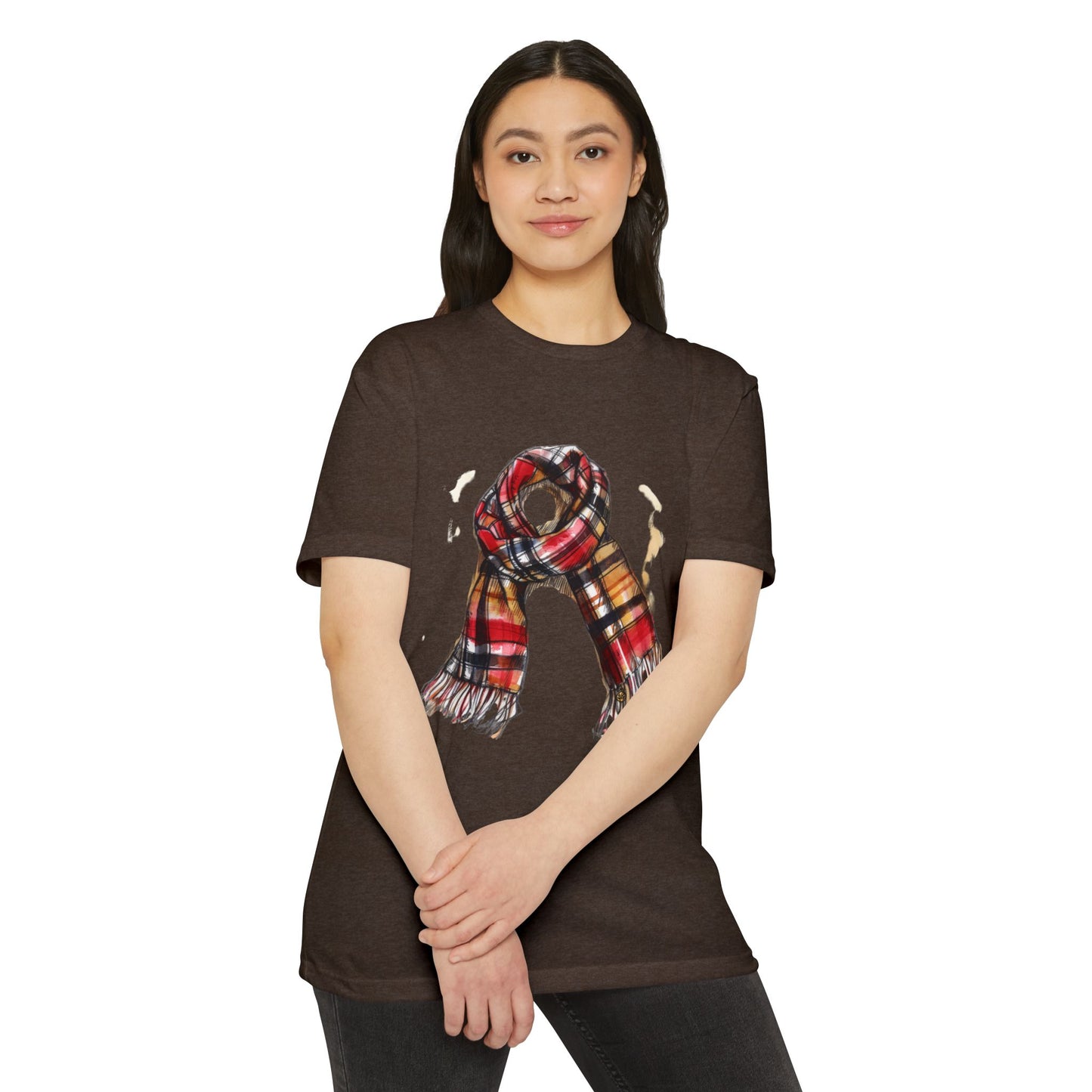 Unisex CVC Jersey T-shirt - Classic British Plaid Scarf Design