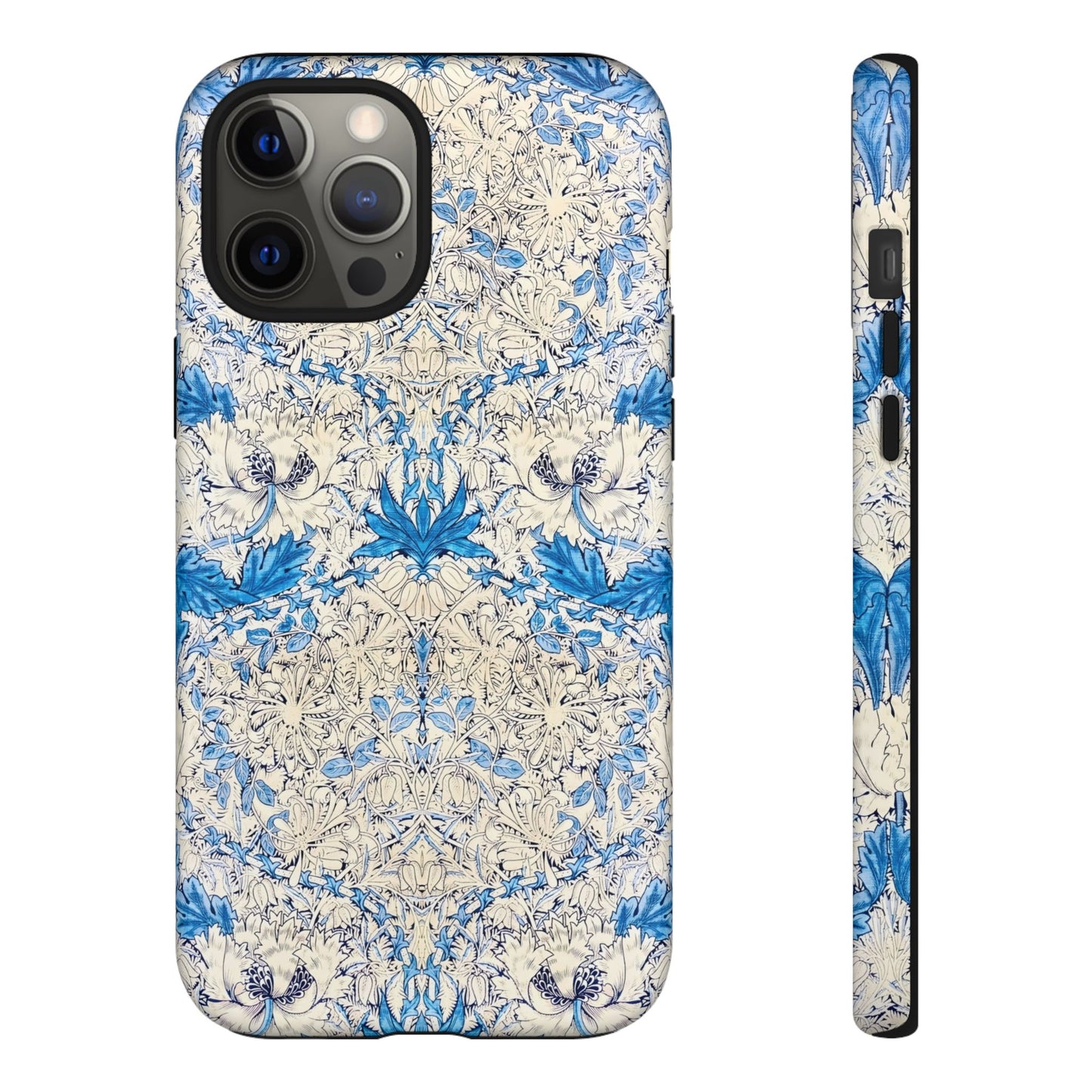 Elegant Floral Phone Case, Tough iPhone Cover, Stylish Mobile Protector, Blue Patterned Case, Unique Gift for Her