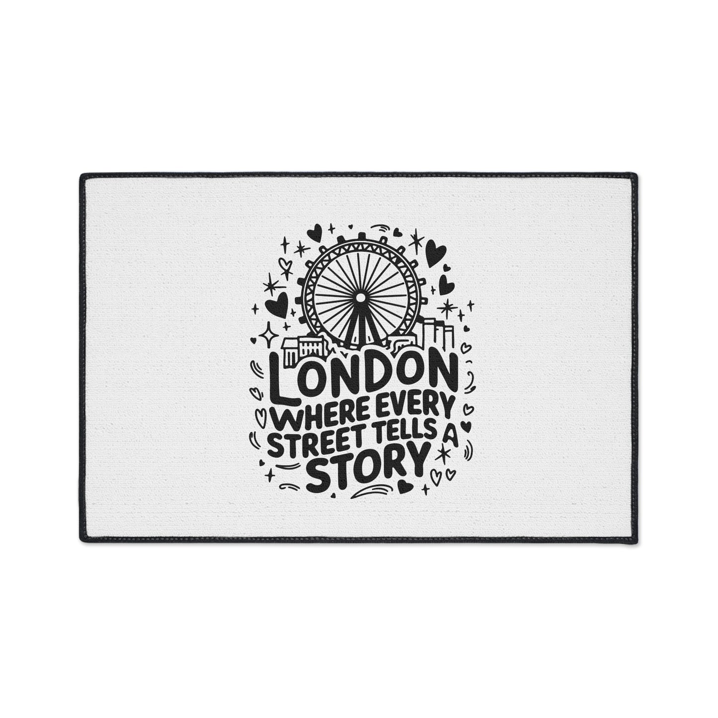 Stylish Heavy Duty Floor Mat - London Street Story Design, Home Decor, Indoor/Outdoor Rug, Entryway Mat, Gift for Travelers