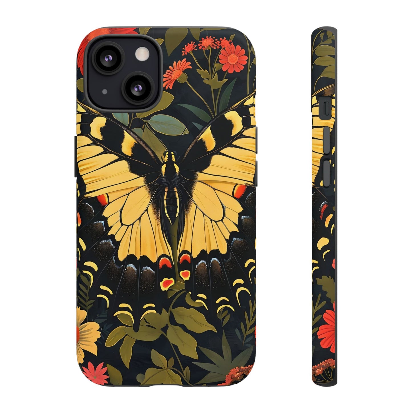 Butterfly Floral Phone Case, Tough Cases with Vibrant Design, Protective Cover for Nature Lovers, Gift for Her