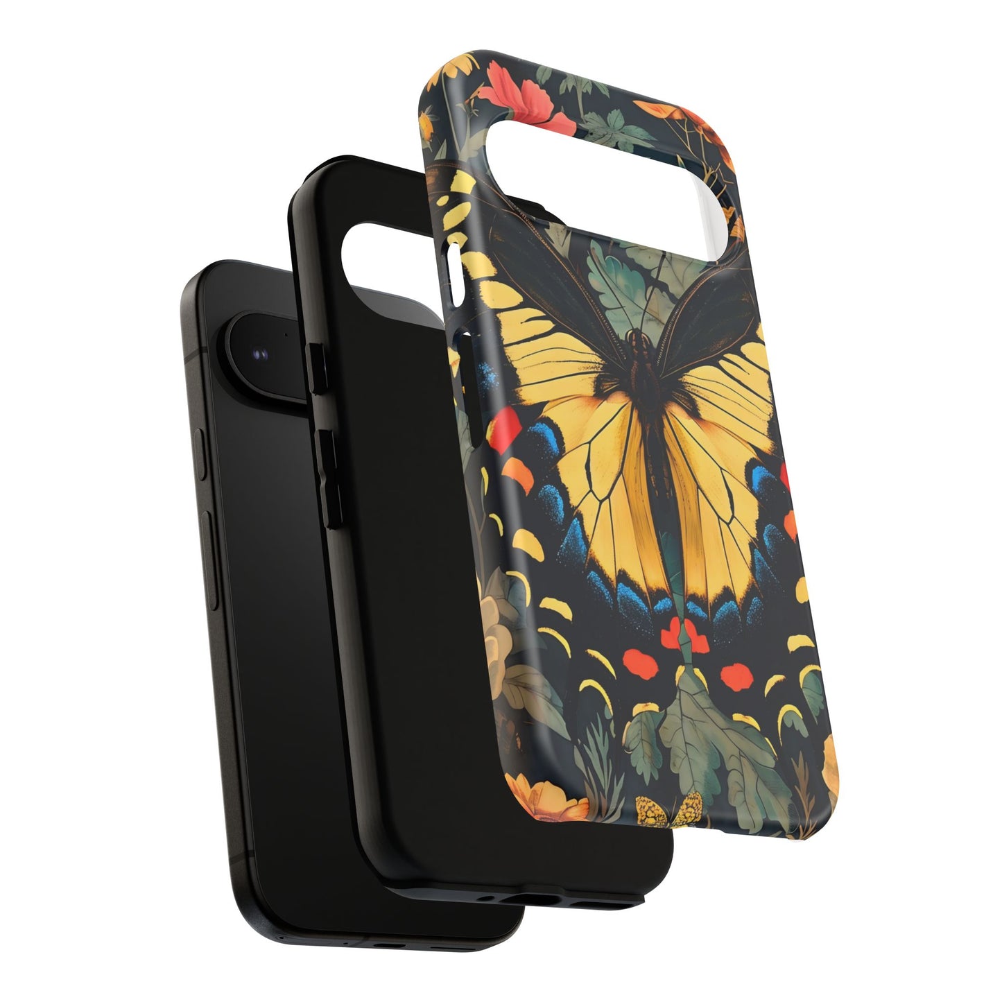 Butterfly Floral Phone Case, Art-inspire Tough Case, Gift for Nature Lovers, Butterfly Pattern Cover, Eco-Friendly Mobile Accessory