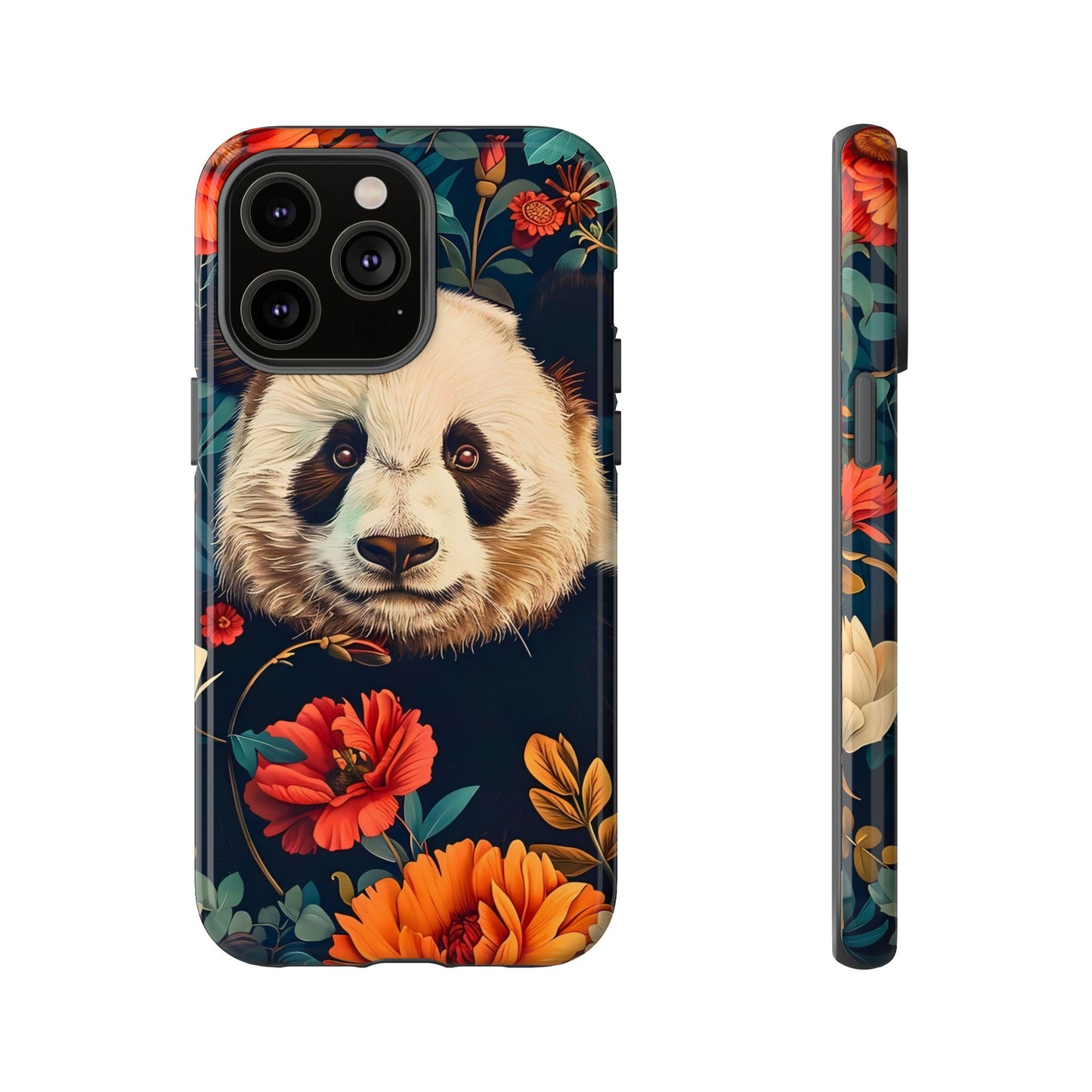 Panda Floral Phone Case, Tough Cases, Cute Animal Case, Floral Design, Gifts for Animal Lovers, Phone Accessories