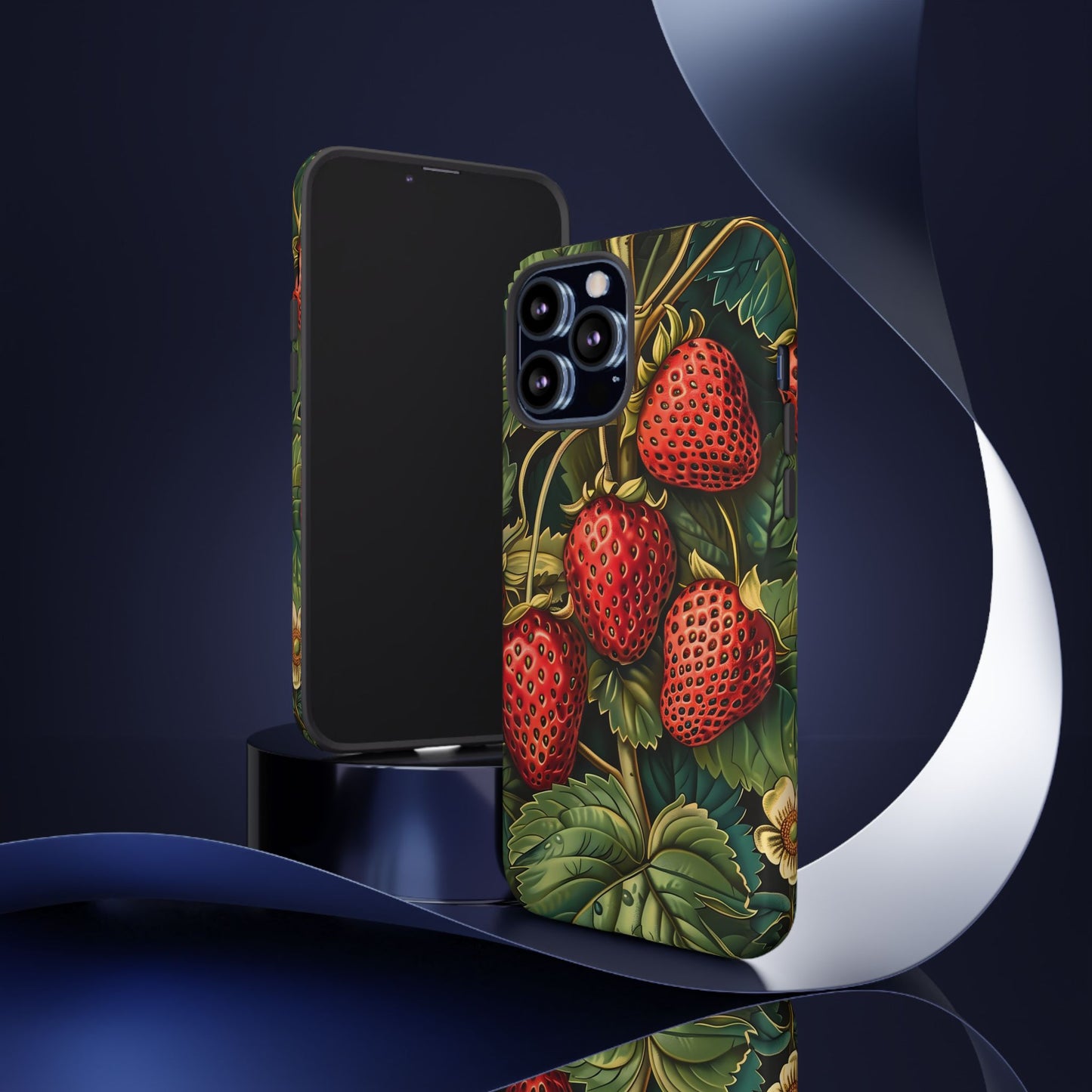 Strawberry Phone Case, Tough Berry Case, Floral Phone Cover, Cute Smartphone Shell, Nature-Inspired Gift