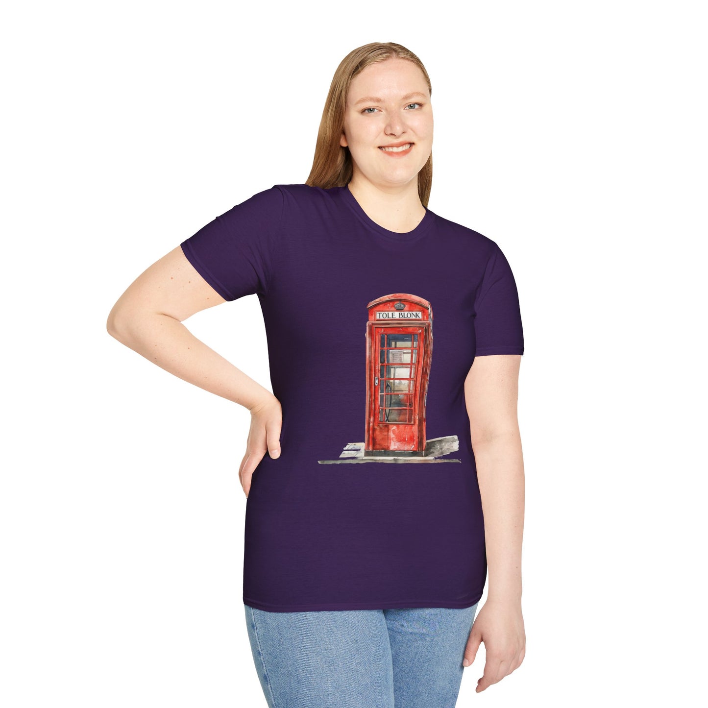 Unisex Softstyle T-Shirt - Iconic British Public Telephone - Classic Red Phone Box