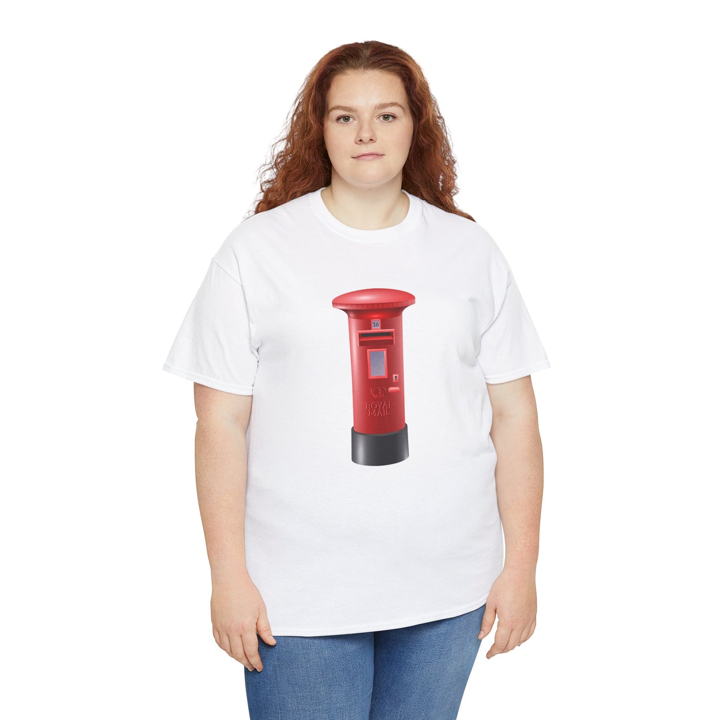 Unisex Heavy Cotton Tee - Classic UK Royal Mailbox Design - British Postbox Icon