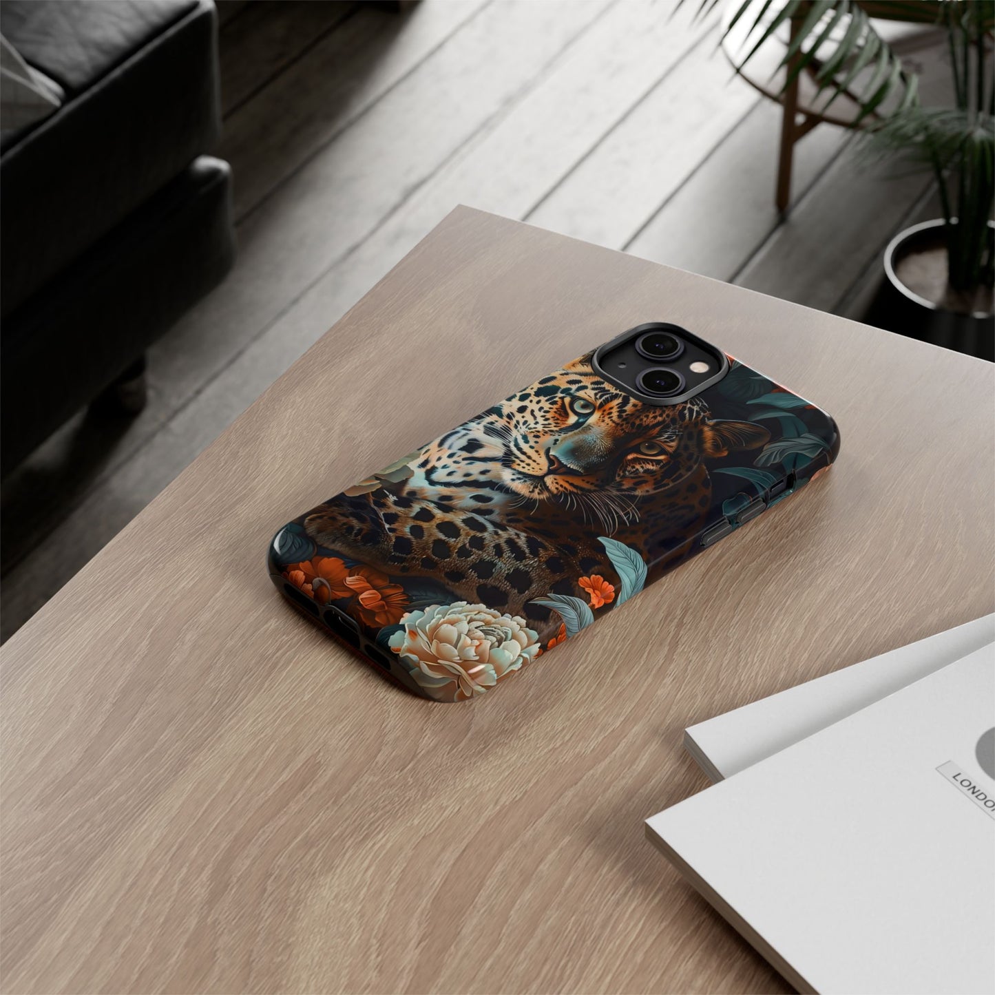 Wildlife Phone Case with Leopard Design | Tough Cases, Animal Prints, Floral Phone Cover, Gift for Nature Lovers, Unique Phone Accessories