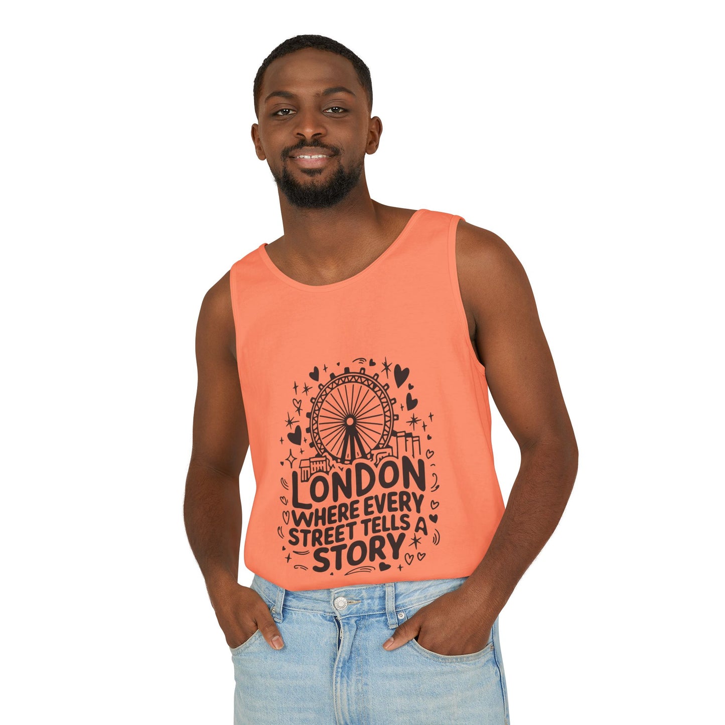 Unisex Garment-Dyed Tank Top - London Story Telling Streets