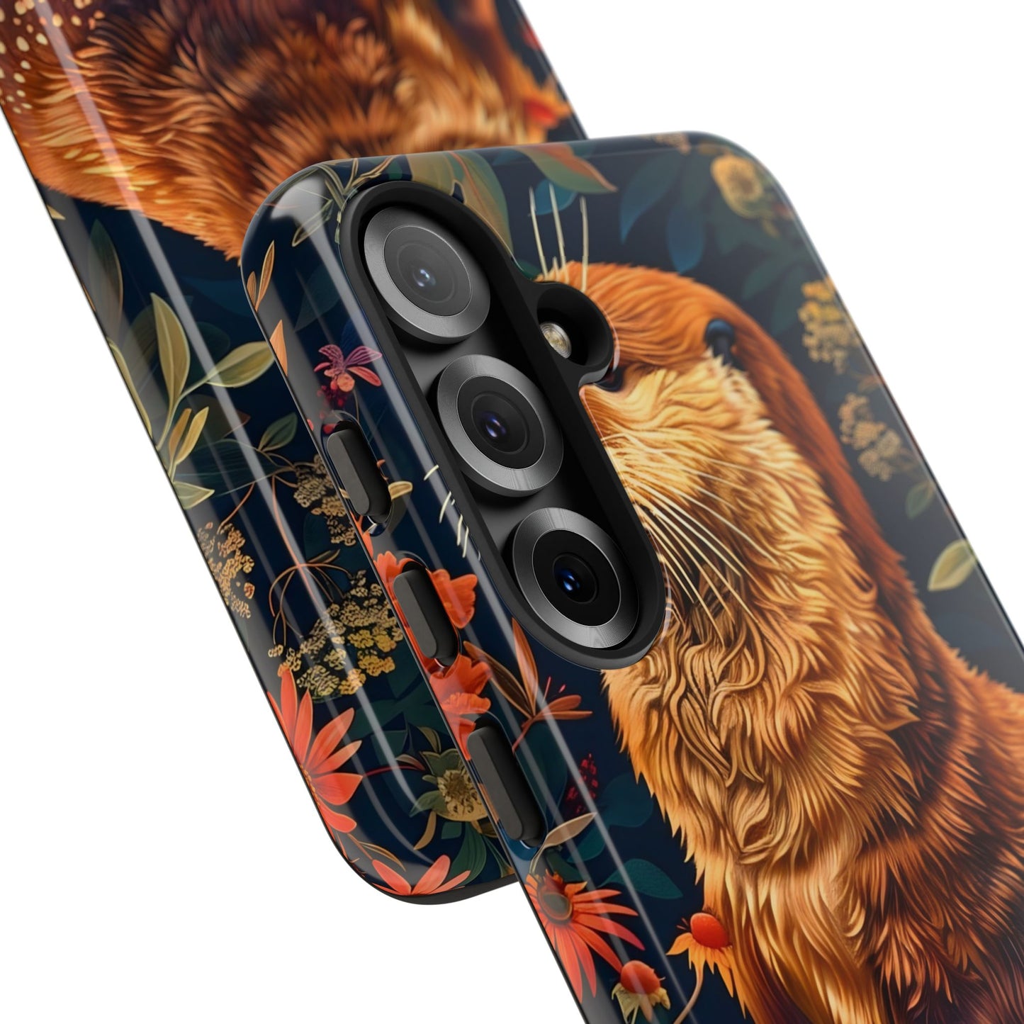Otter Phone Case, Floral Otter Design, Tough Phone Cover, Nature Lover Gift, Cute Animal Accessories