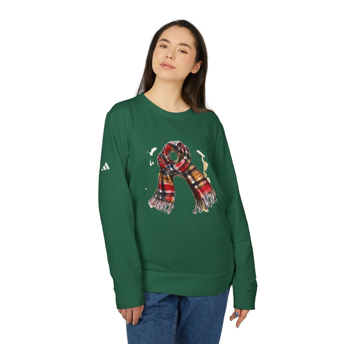Adidas Unisex Fleece Crewneck Sweatshirt - Cozy Scarf Design