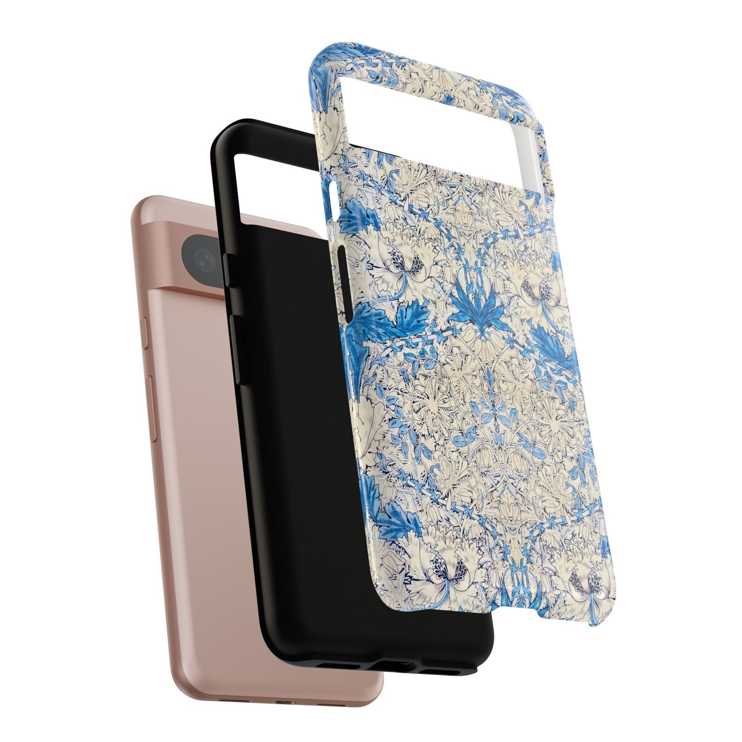 Elegant Floral Phone Case, Tough iPhone Cover, Stylish Mobile Protector, Blue Patterned Case, Unique Gift for Her