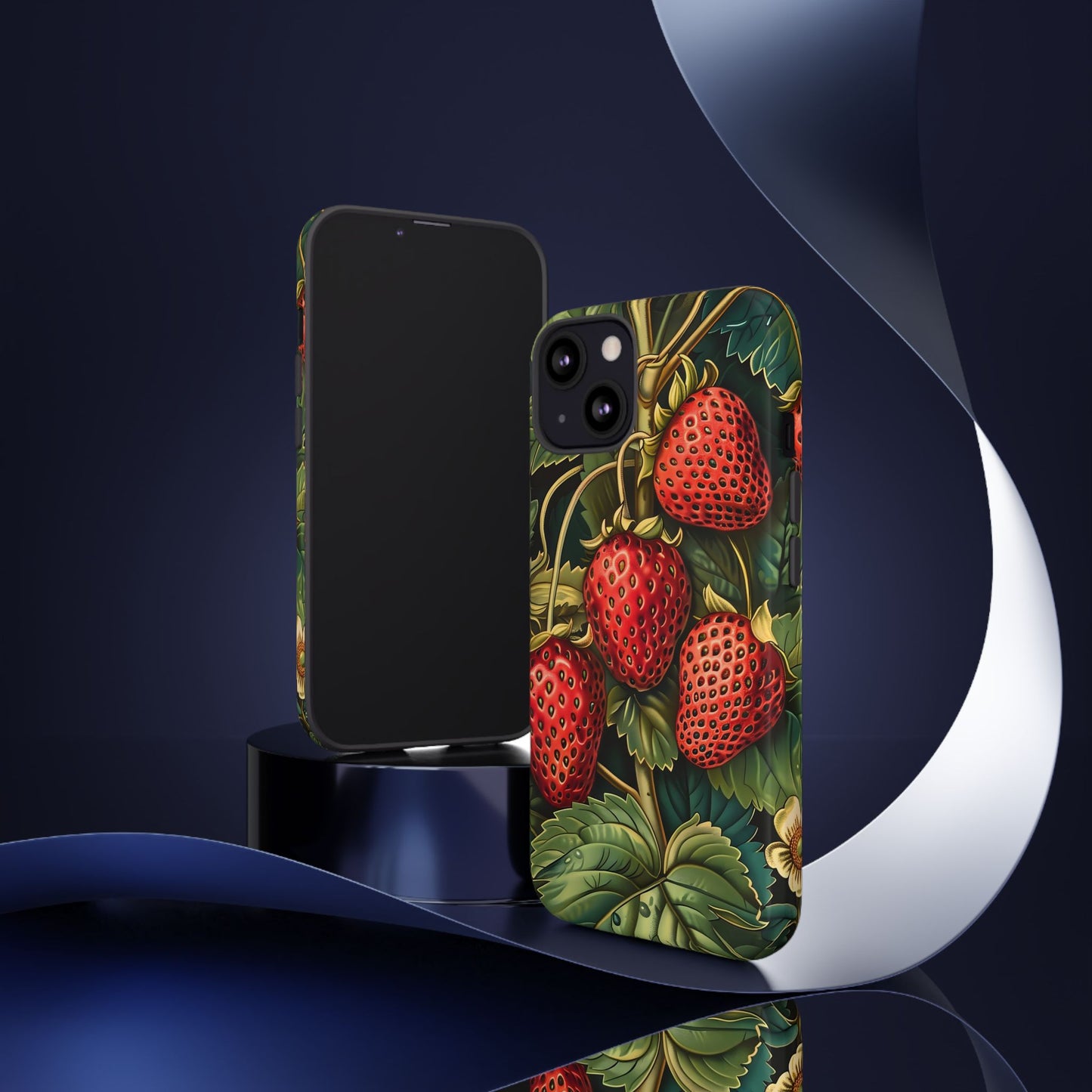 Strawberry Phone Case, Tough Berry Case, Floral Phone Cover, Cute Smartphone Shell, Nature-Inspired Gift