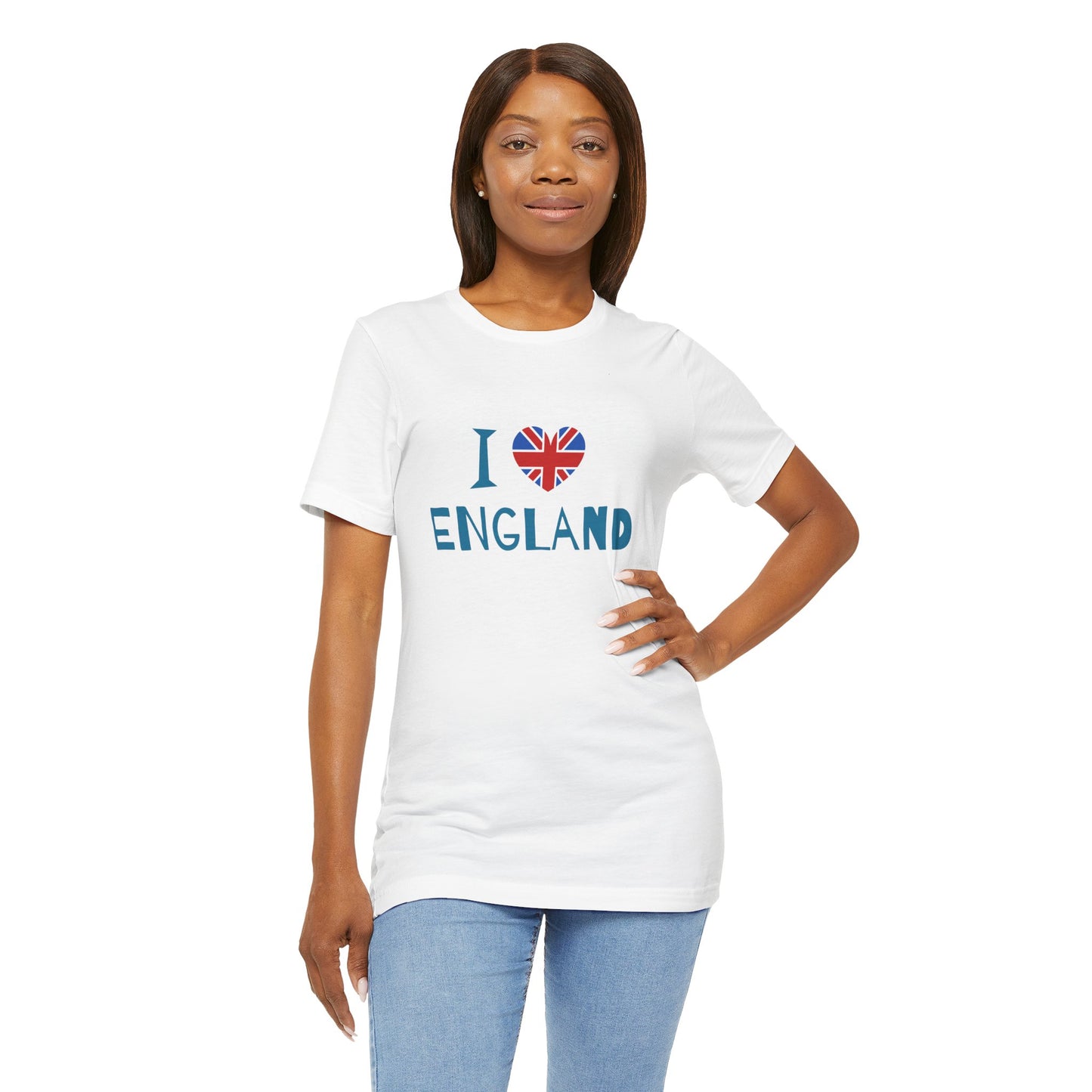 Unisex Jersey Short Sleeve Tee - I Love England - Union Jack Heart Design