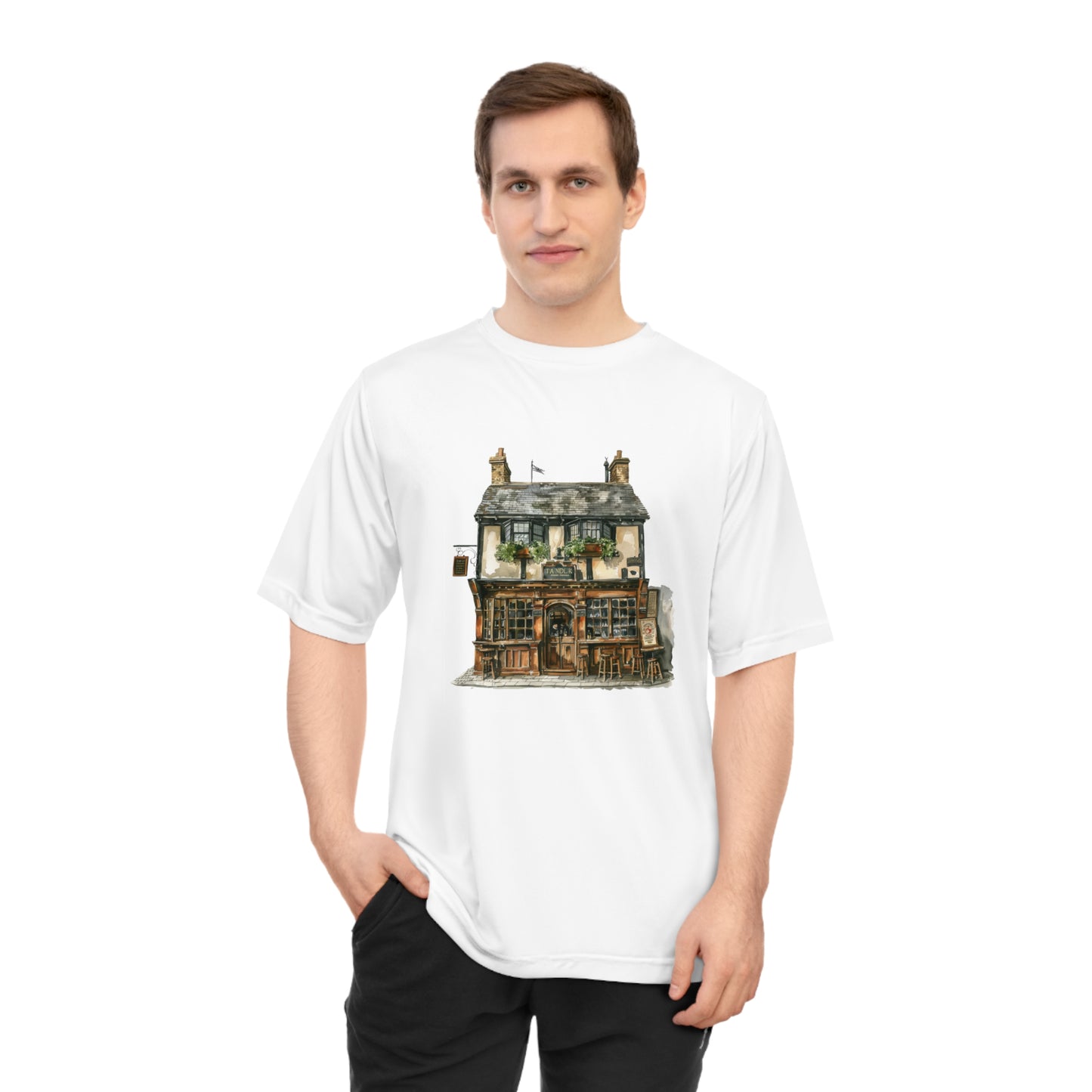 Unisex Zone Performance T-shirt - British Architecture - A Cozy Retreat