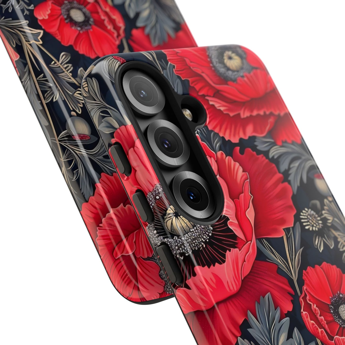 Floral Phone Case with Artistic Poppies, Tough Cases, Flower Design, Nature Lover Gift, Customizable Mobile Cover, Stylish Phone Accessories