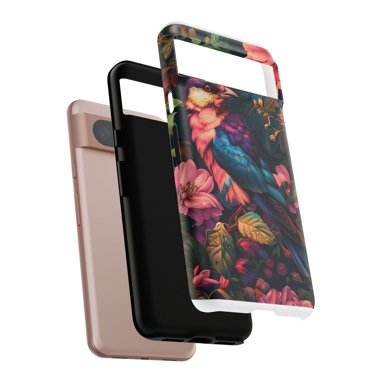 Tough Cases: Vibrant Tropical Bird Phone Case, Floral Smartphone Cover, Nature Lover Gift, Boho Phone Accessory, Cute Bird Case