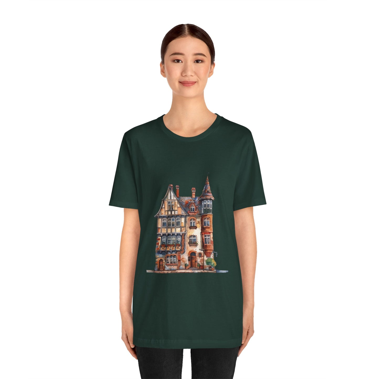 Unisex Jersey Short Sleeve Tee - Countryside Charm - The Classic British Village House