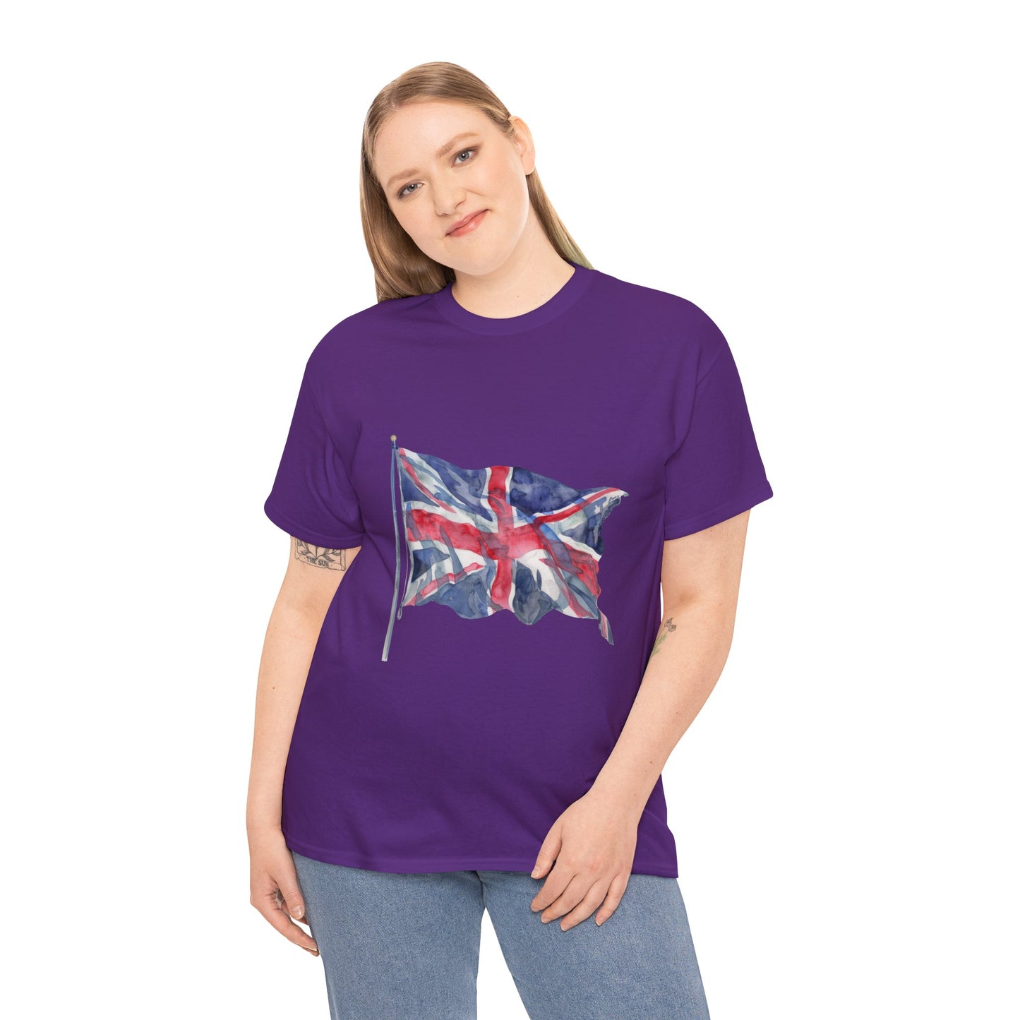 Unisex Heavy Cotton Tee - Love England - Union Jack Heart Design