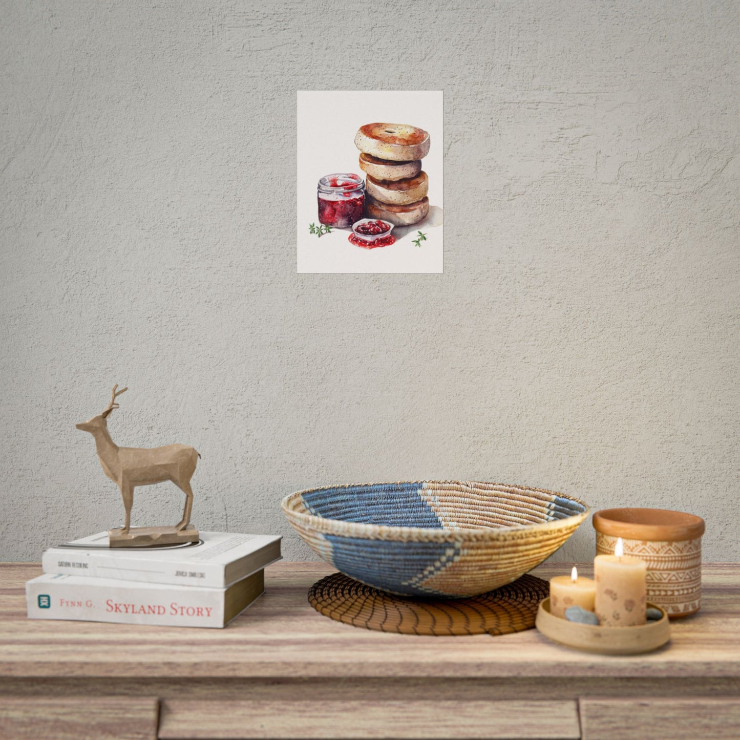 Breakfast Bagel Art Print, Foodie Decor, Kitchen Wall Art, Rolled Poster, Unique Food Gift, Home Cooking Decor