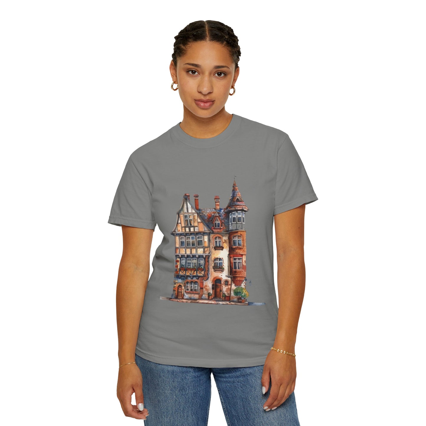 Unisex Garment-Dyed T-shirt - The Quintessential British Village House