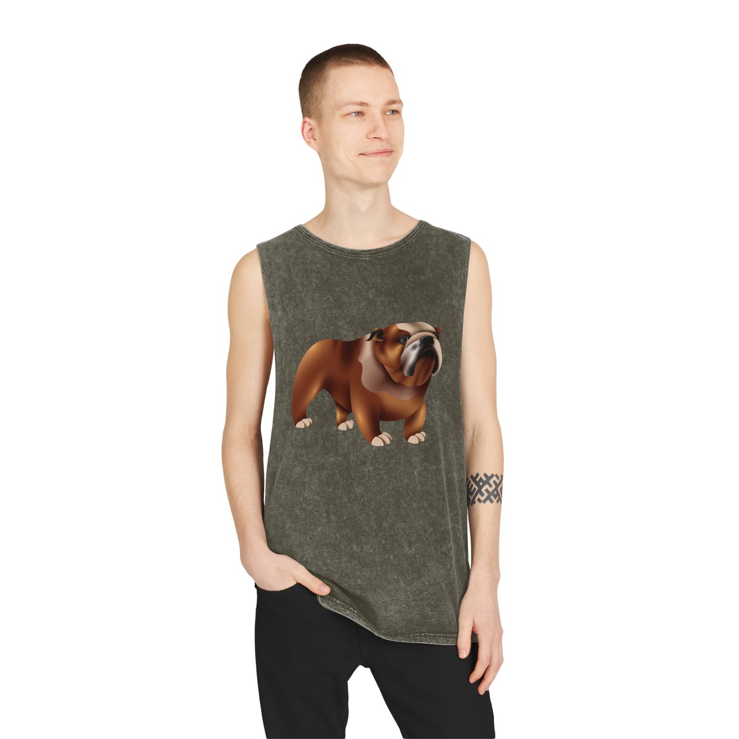 Unisex Stonewash Tank Top - Minimalist Safety Pin