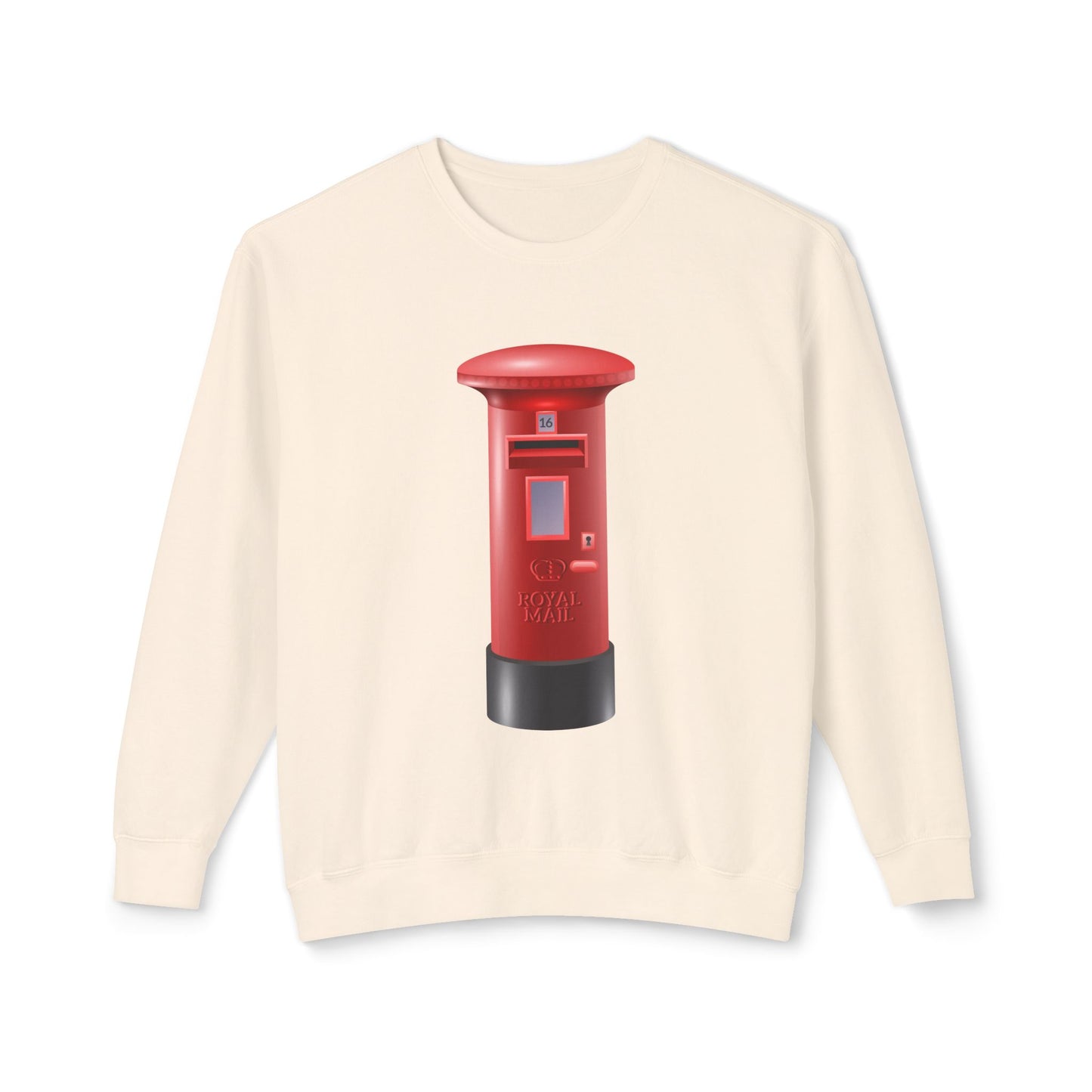 Unisex Lightweight Crewneck Sweatshirt - Classic UK Royal Mailbox Design