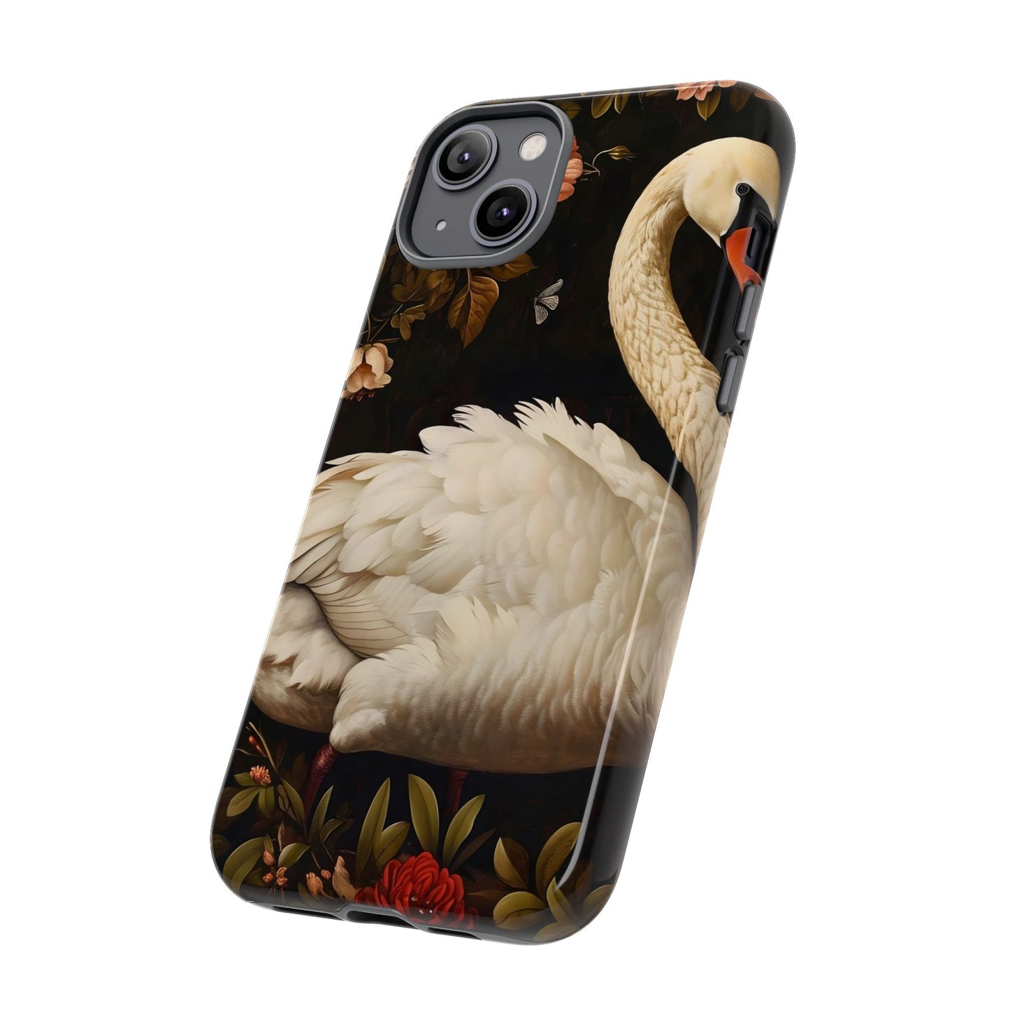 Elegant Swan Phone Case, Floral iPhone Cover, Tough Phone Case, Gift for Her, Nature Lover, Mother's Day, Birthday