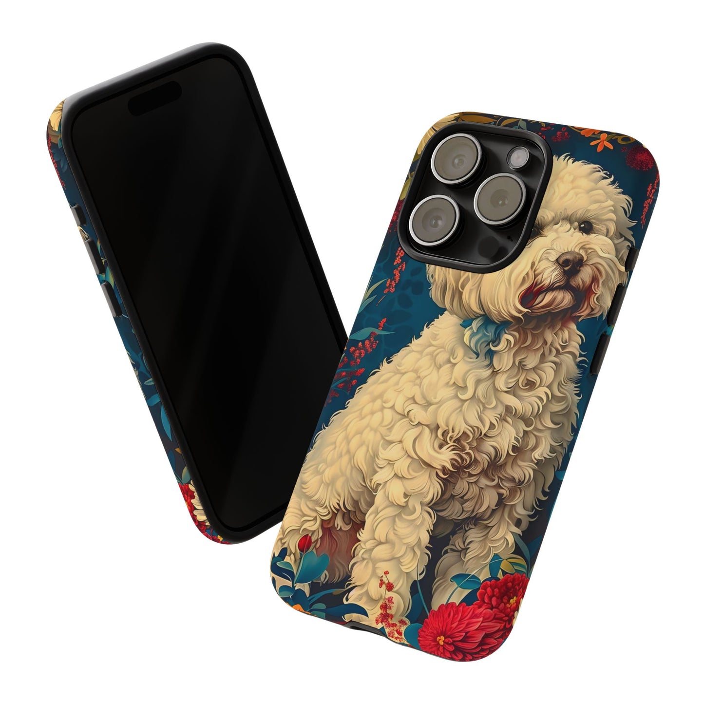 Cute Dog Phone Case, Pet Lover Gift, Floral Design Tough Case, Custom Dog Art, Birthday Gift for Dog Owners, Unique Phone Accessories
