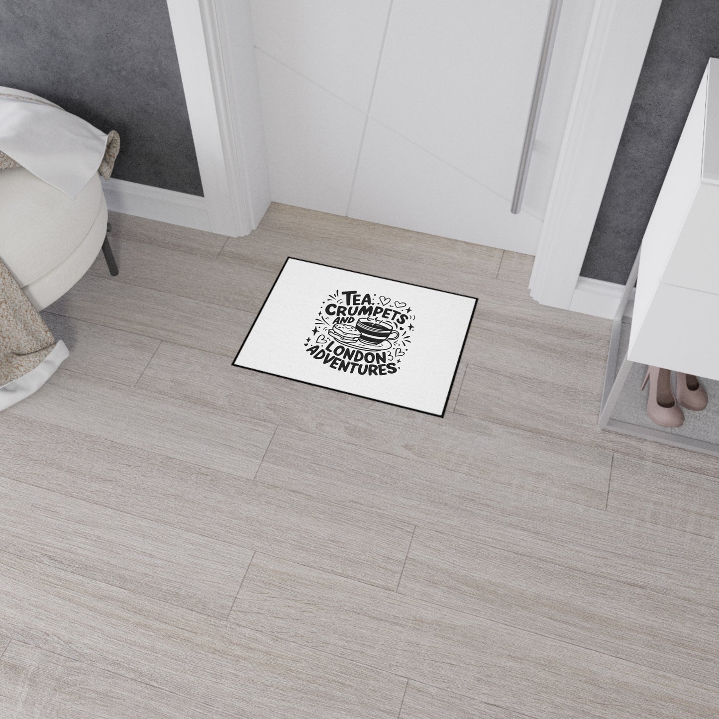 Tea & Crumpets Adventure Mat - Heavy Duty Floor Mat for Kitchen, Entryway, Dining Room, Gifts for Tea Lovers, Home Decor