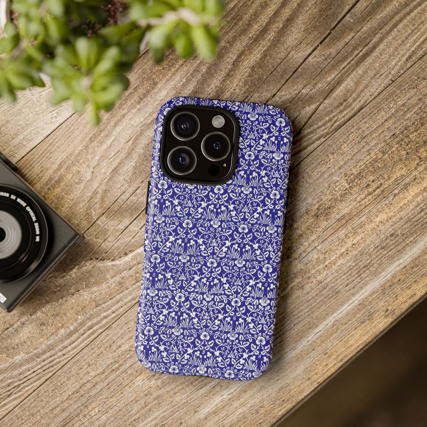 Elegant Floral Phone Case - Tough Cases, Blue Floral Design, Stylish Phone Accessory, Unique Gift, Modern Tech Protection
