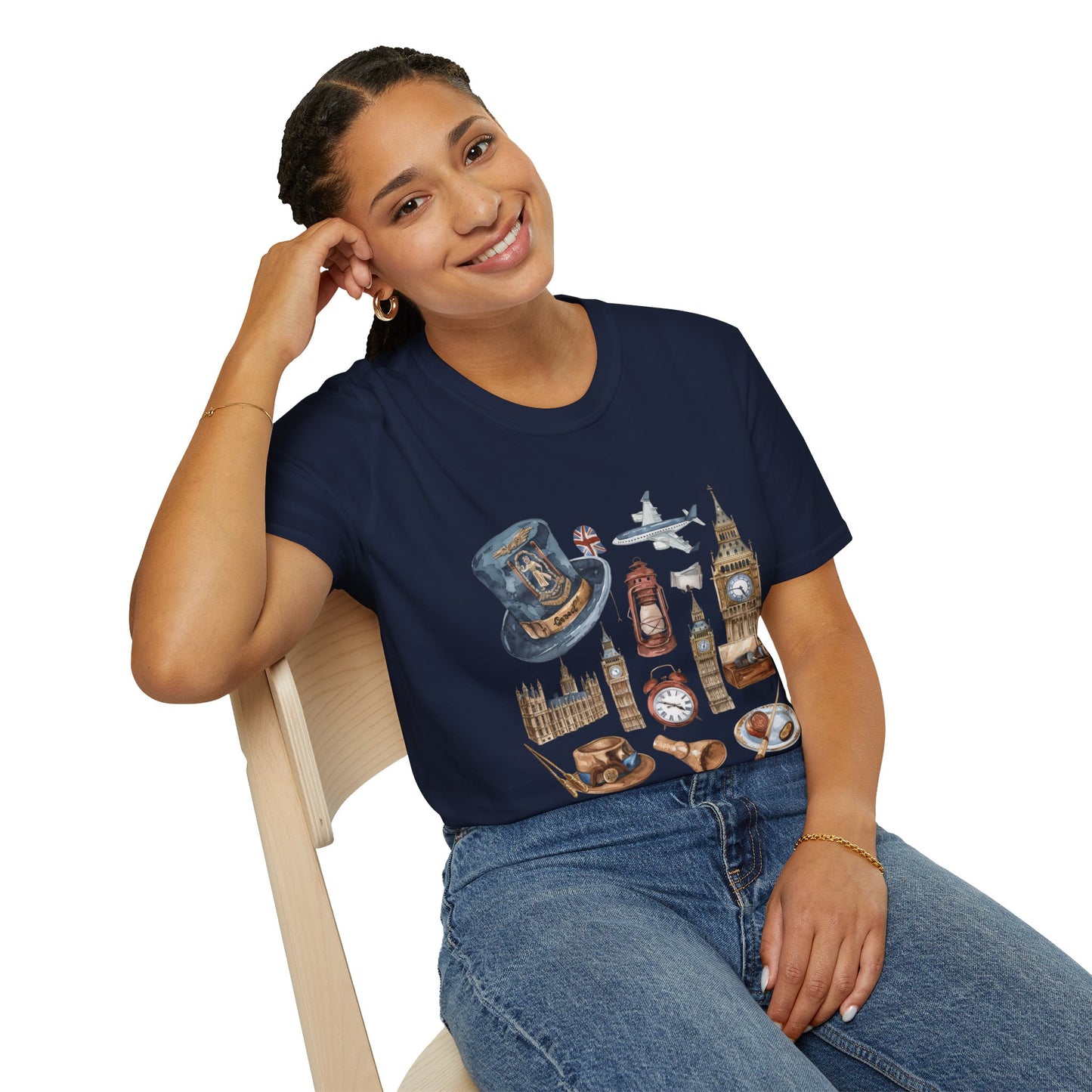 Unisex Softstyle T-Shirt - Icons of England - From Big Ben to Red Buses