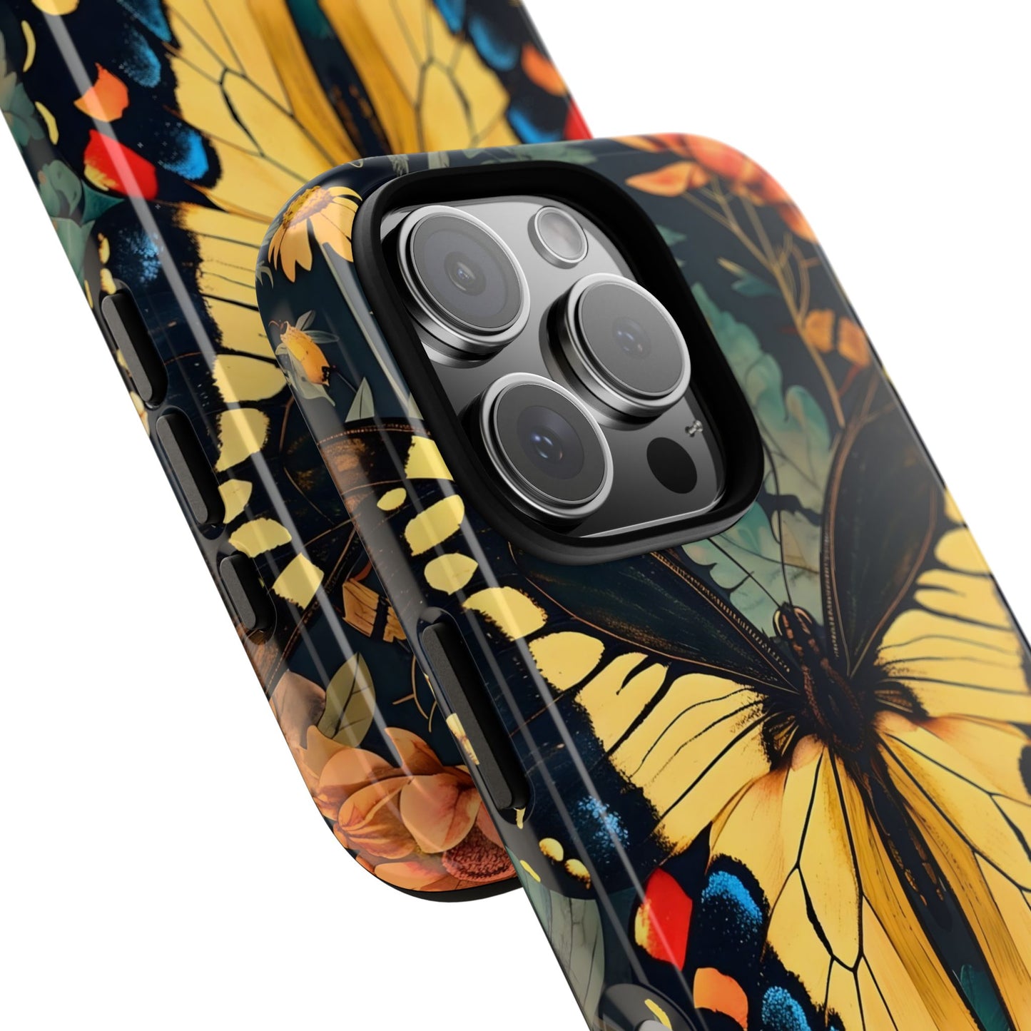 Butterfly Floral Phone Case, Art-inspire Tough Case, Gift for Nature Lovers, Butterfly Pattern Cover, Eco-Friendly Mobile Accessory