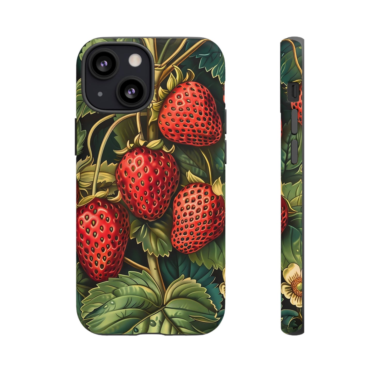 Strawberry Phone Case, Tough Berry Case, Floral Phone Cover, Cute Smartphone Shell, Nature-Inspired Gift