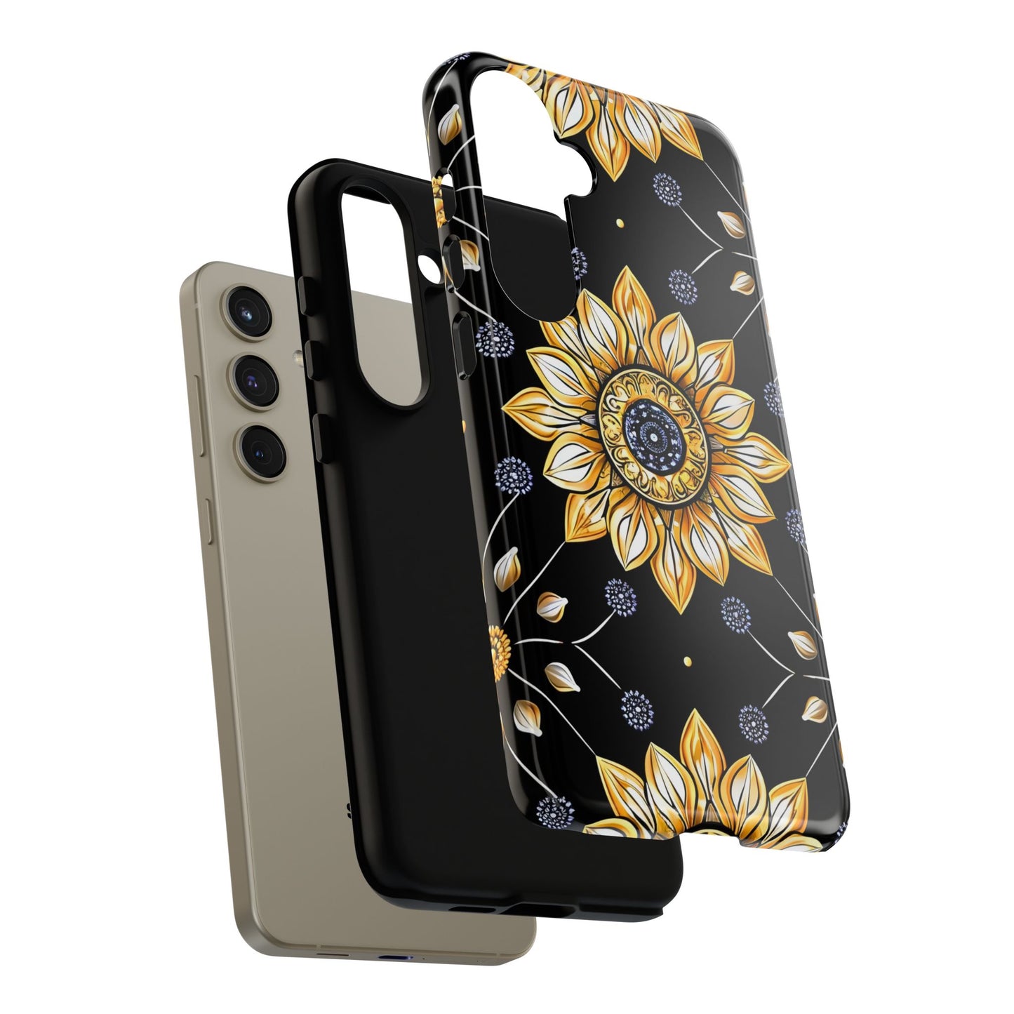 Floral Phone Case with Mandala Design, Tough Cases for iPhone & Samsung, Boho Style, Gift for Her, Unique Accessories