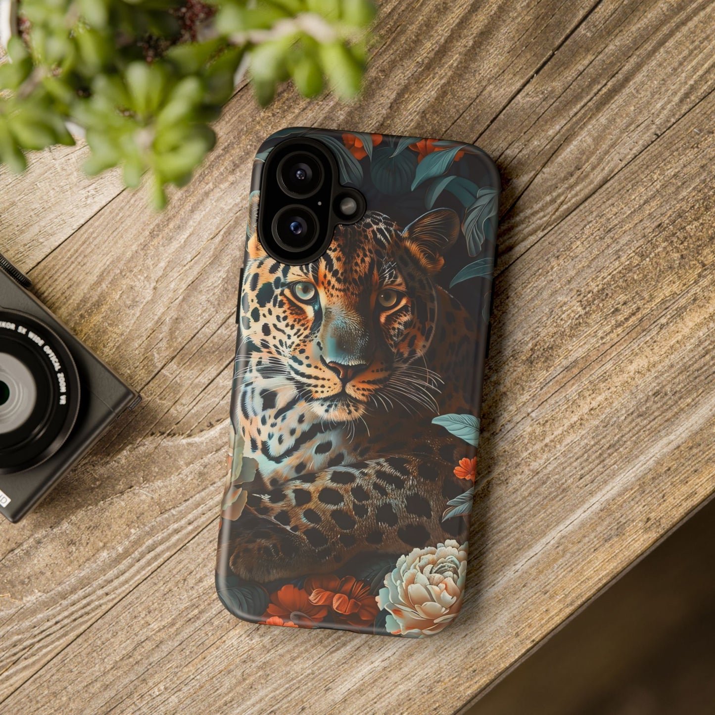 Wildlife Phone Case with Leopard Design | Tough Cases, Animal Prints, Floral Phone Cover, Gift for Nature Lovers, Unique Phone Accessories