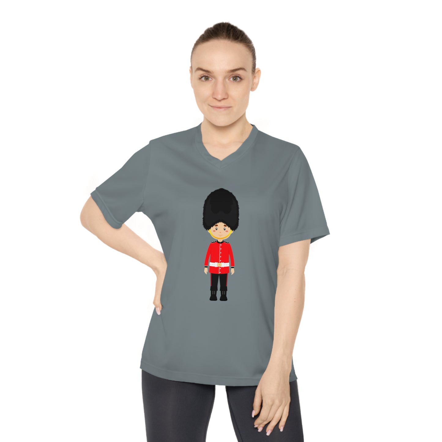 Women's Performance V-Neck T-Shirt with Guard Design - Red Jacket - Cornwall's Army Museum