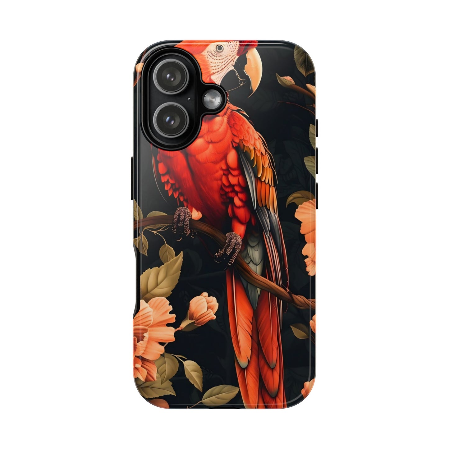 Vibrant Tropical Phone Case with Parrot Design, Bird Lovers Gift, Floral Phone Cover, Nature Inspired Accessories, Tough Cases