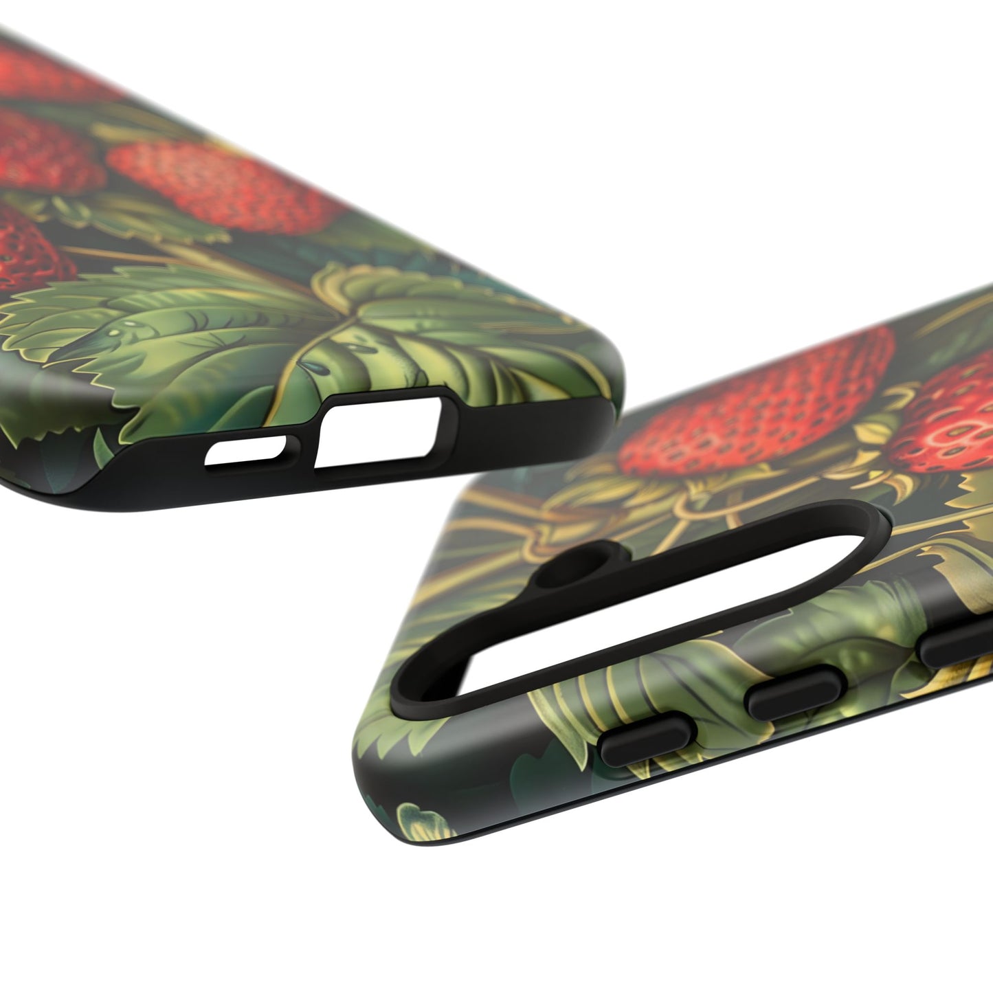 Strawberry Phone Case, Tough Berry Case, Floral Phone Cover, Cute Smartphone Shell, Nature-Inspired Gift