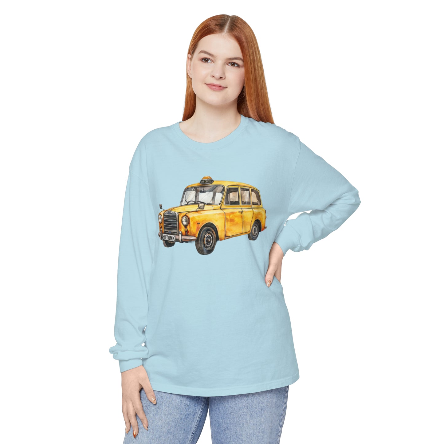 Unisex Garment-dyed Long Sleeve T-Shirt - Trendy British Vintage Car