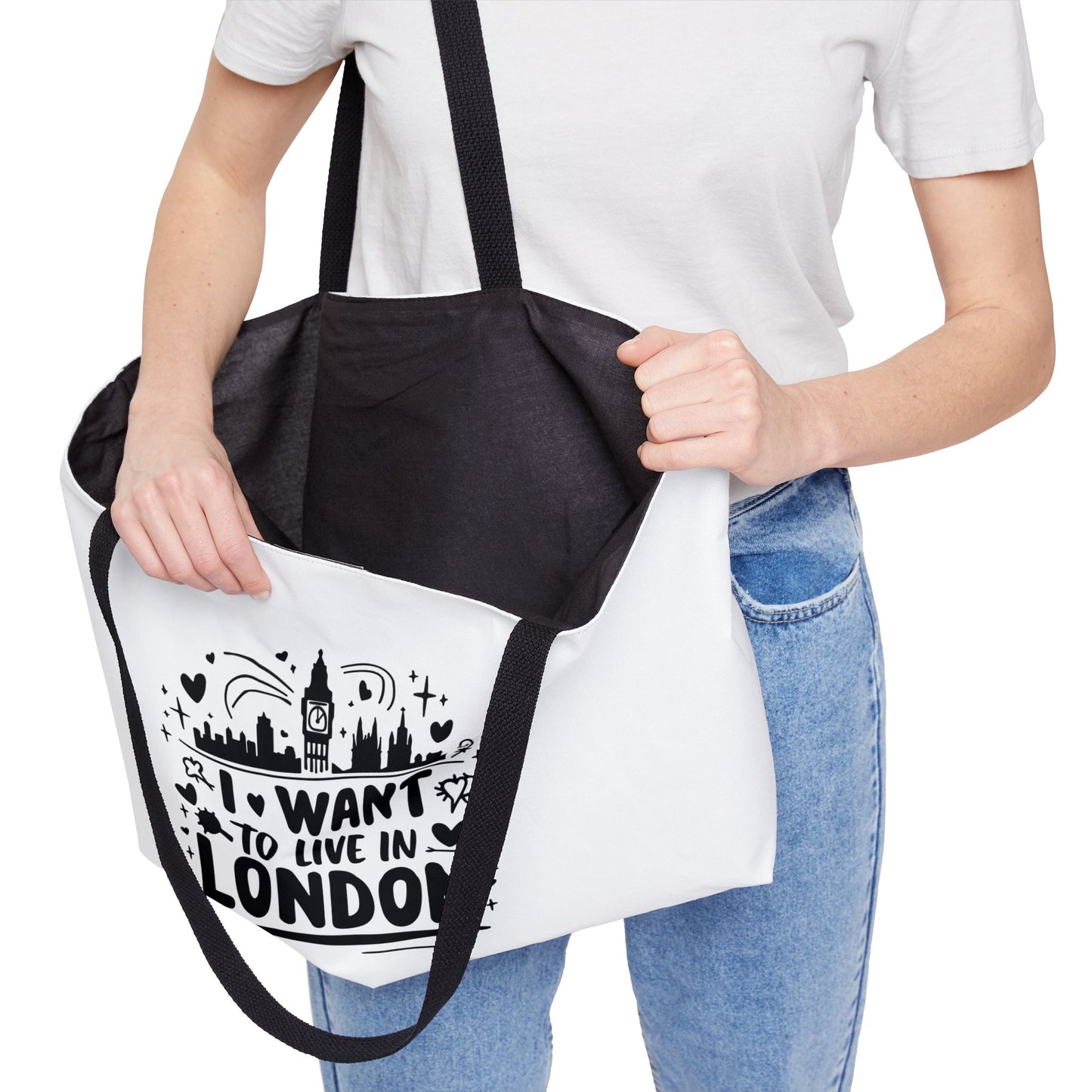Urban Dreamer Weekender Tote - I Want to Live in London, Travel Bag, Beach Bag, Gift for Travelers, City Lover Tote