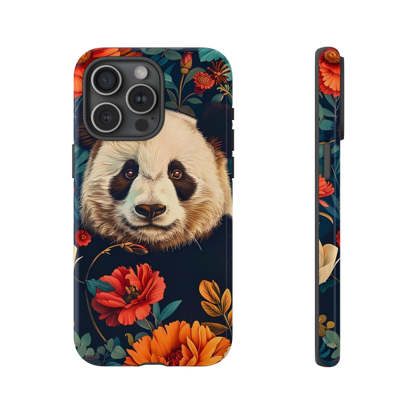 Panda Floral Phone Case, Tough Cases, Cute Animal Case, Floral Design, Gifts for Animal Lovers, Phone Accessories