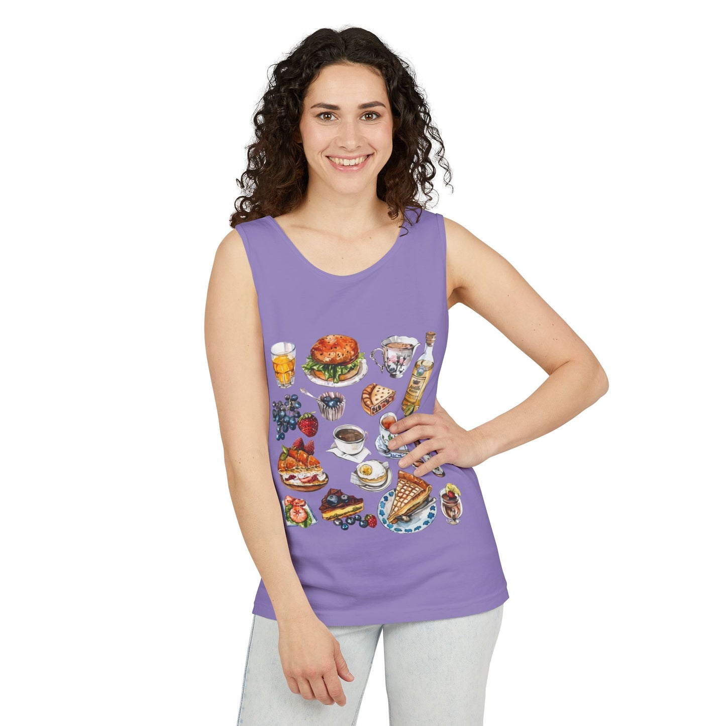 Unisex Garment-Dyed Tank Top - England Travel Icons Artistic Print