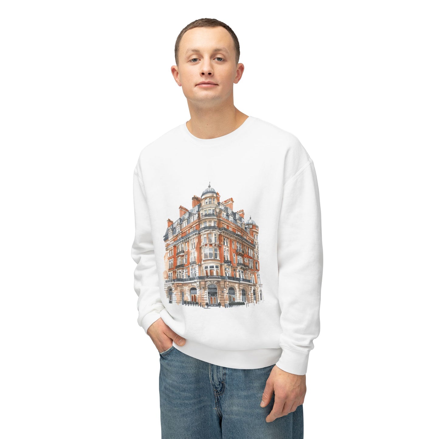 Unisex Lightweight Crewneck Sweatshirt - Classic British Architecture - Elegant Historic Building