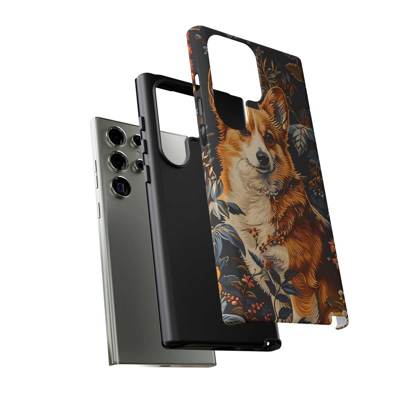 Corgi Floral Phone Case - Tough Cases for Dog Lovers, Cute Pet Accessories, Gift for Dog Owners, Floral Design, Personalized Tech Cover