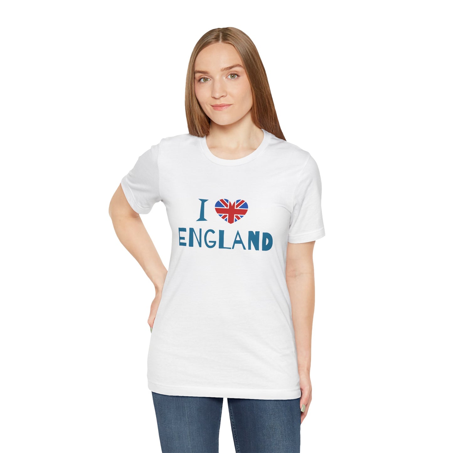 Unisex Jersey Short Sleeve Tee - I Love England - Union Jack Heart Design