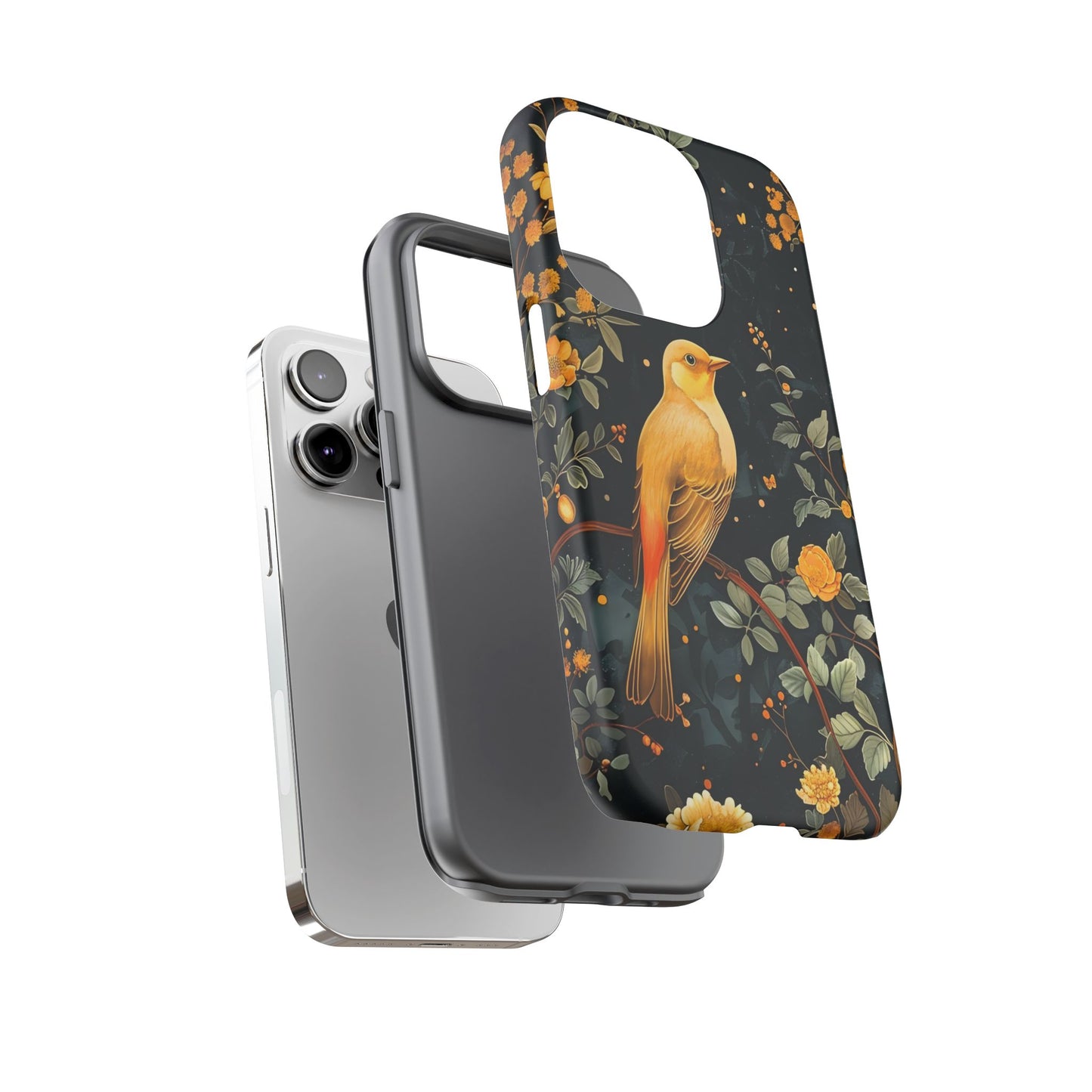 Floral Phone Case, Tough Cases with Bird Design, Nature Lover Gift, Stylish Protection, Birthday Present, Floral Phone Cover
