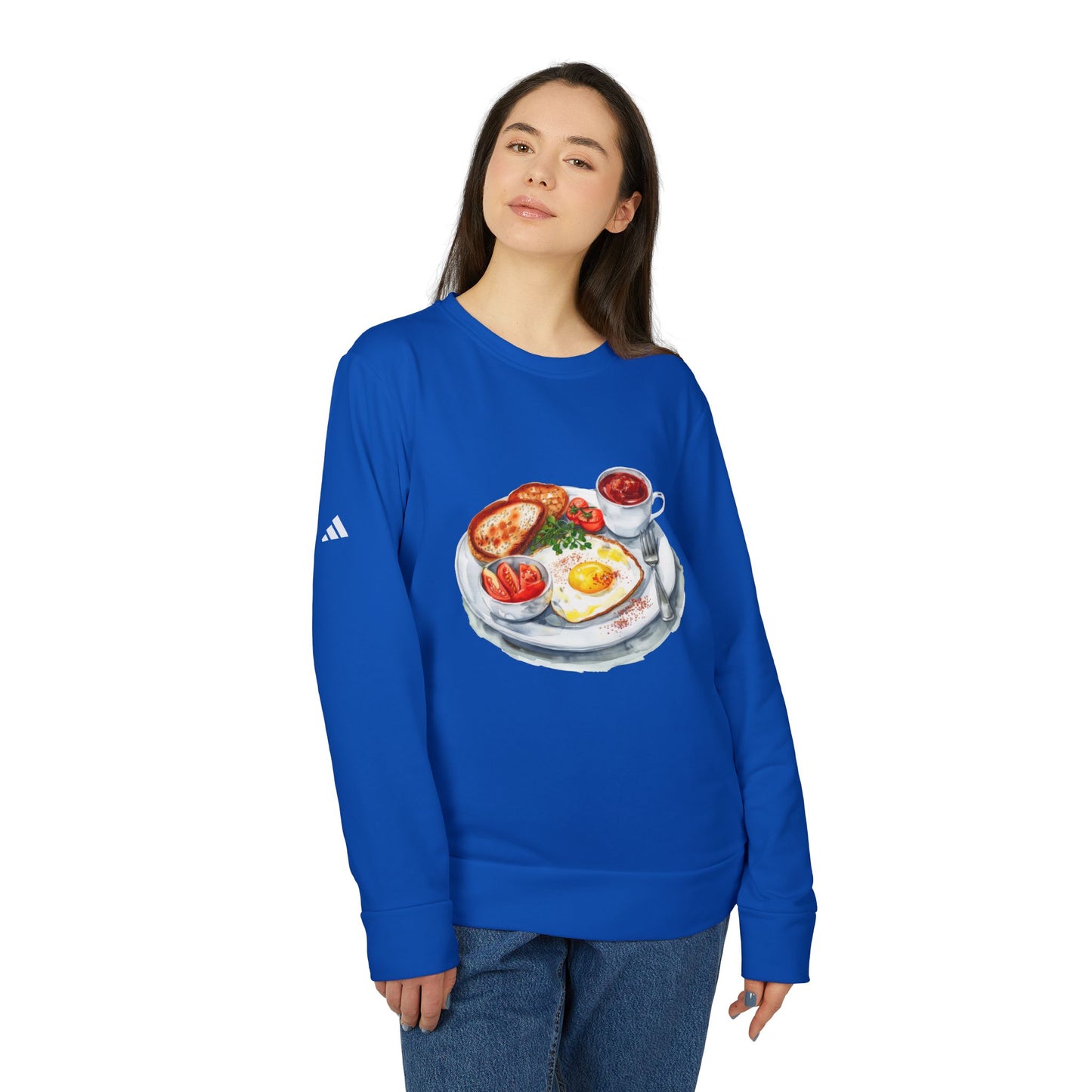 Adidas Unisex Fleece Crewneck Sweatshirt - Breakfast Vibes Art