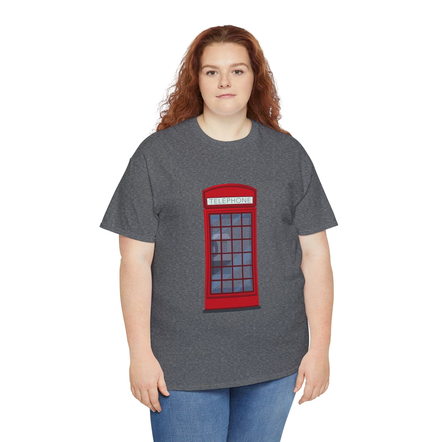 Unisex Heavy Cotton Tee - Iconic British Public Telephone