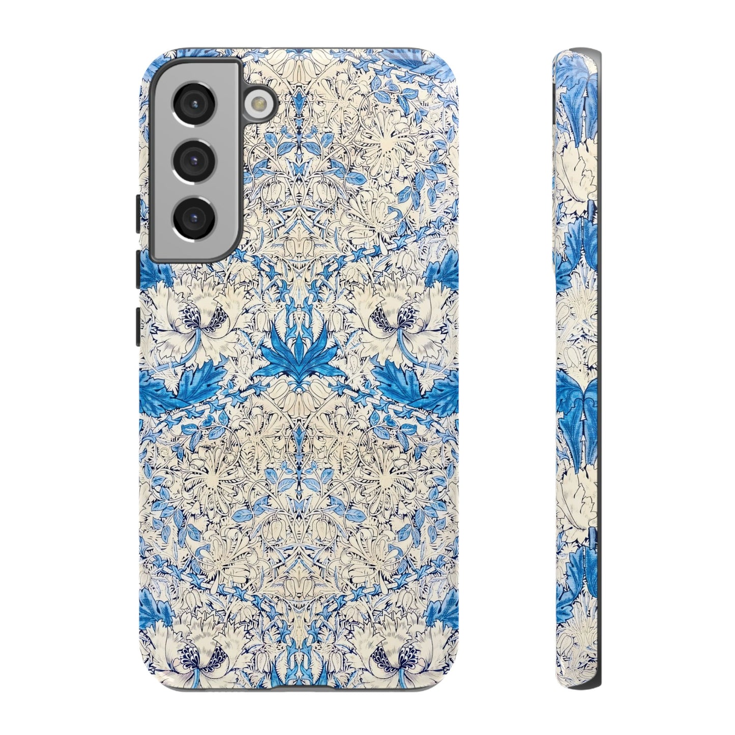 Elegant Floral Phone Case, Tough iPhone Cover, Stylish Mobile Protector, Blue Patterned Case, Unique Gift for Her