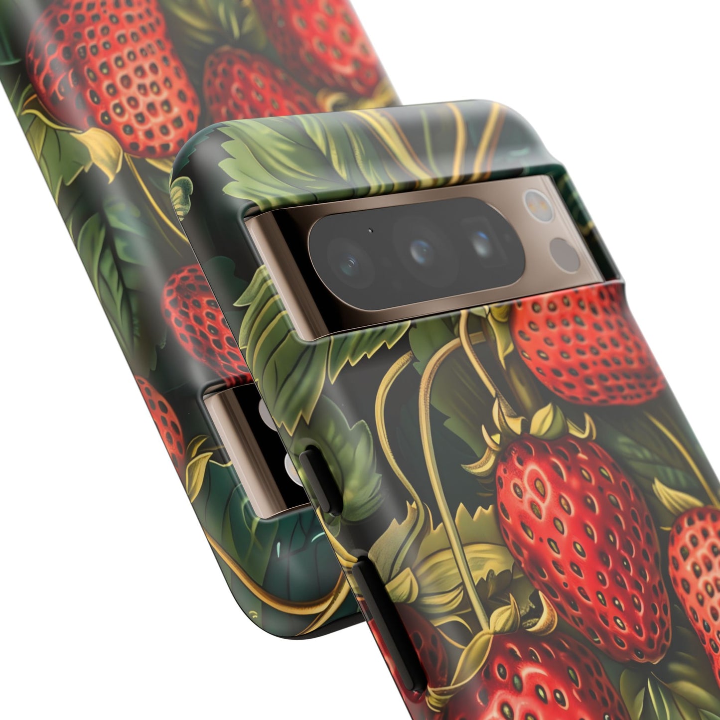 Strawberry Phone Case, Tough Berry Case, Floral Phone Cover, Cute Smartphone Shell, Nature-Inspired Gift