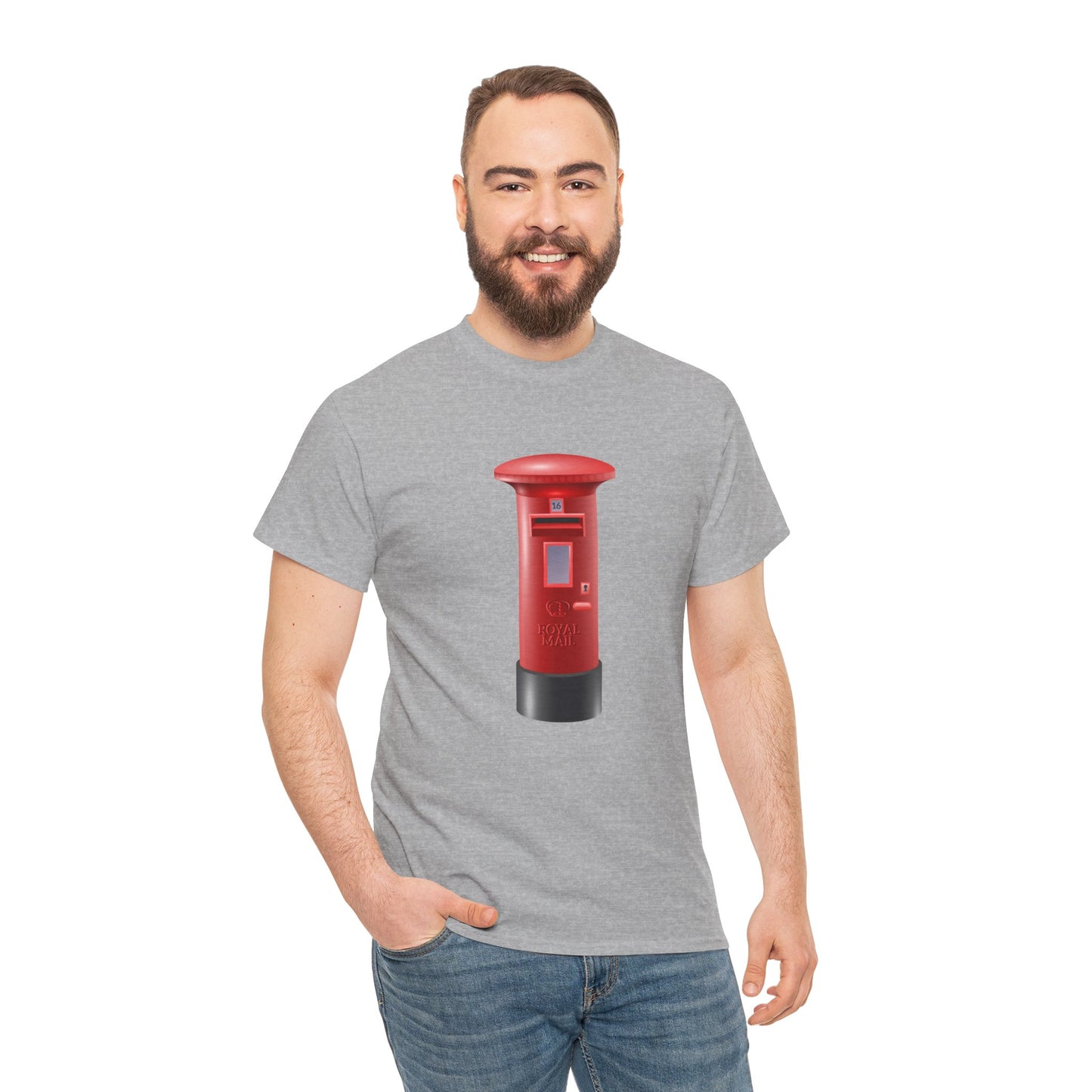 Unisex Heavy Cotton T-Shirt - Heritage UK Royal Mailbox Art